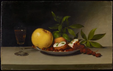 Stillleben mit Früchten, Kuchen und Wein, 1821